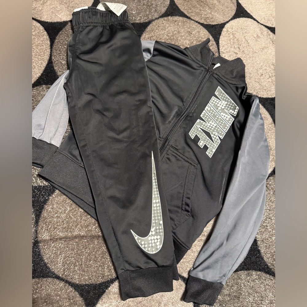 Nike Black and Gray Kids Jogger Set with Reflective Logo